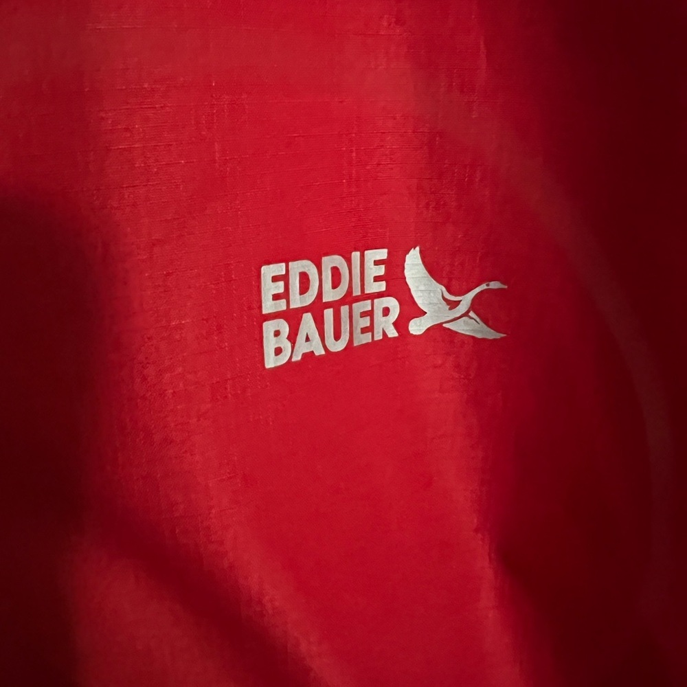 EDDIE BAUER Classic Lone Peak Waterproof Windbreaker Jacket Red Grey Boy's Sz L - Picture 3 of 5